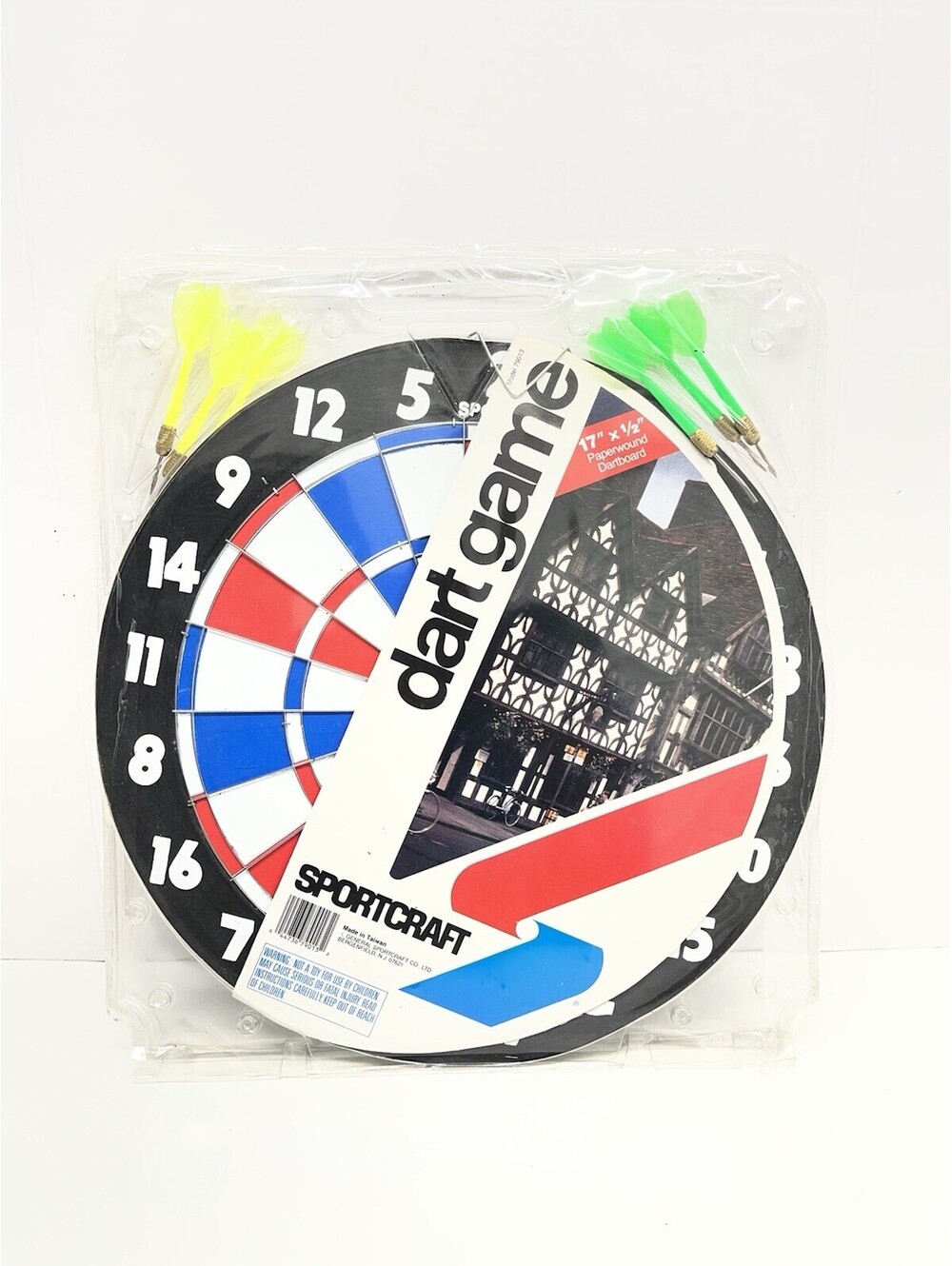 Vintage 17" Sportcraft Dartboard Dart Board Game Two-sided Baseball Open Box